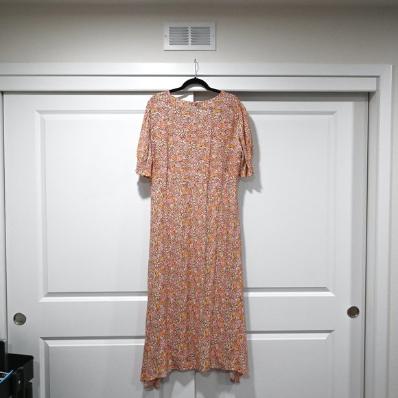Rich & Royal Yellow and Pink Print Midi Summer Dress | Size 42 - Picture 8 of 11